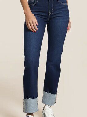 Women's HIDDEN Chloe Cropped Straight Stretch Cuffed Jean, Sz 25, LIKE NEW